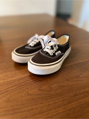 Vans Kids Black Canvas Low-Top Sneakers with White Accents